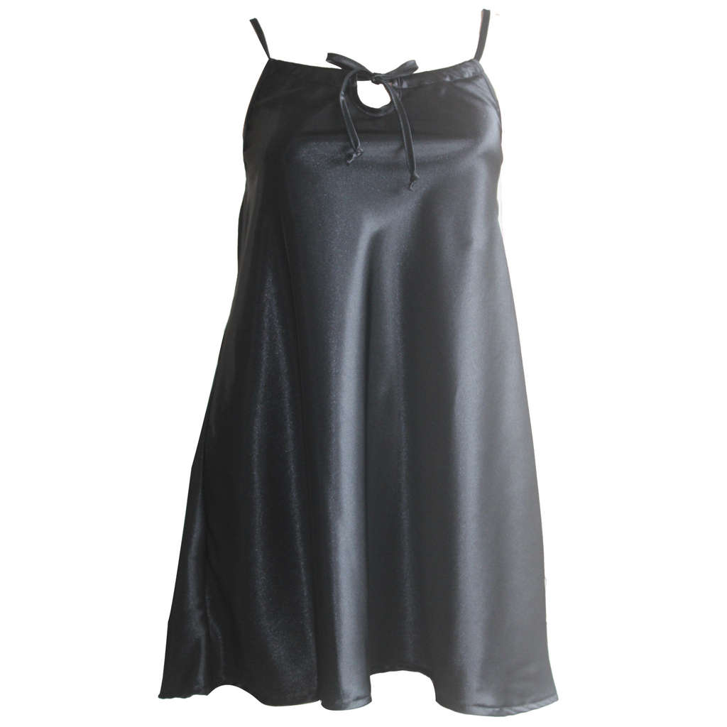 CASAVEVE VENUS BLACK SLIP DRESS-FRONT