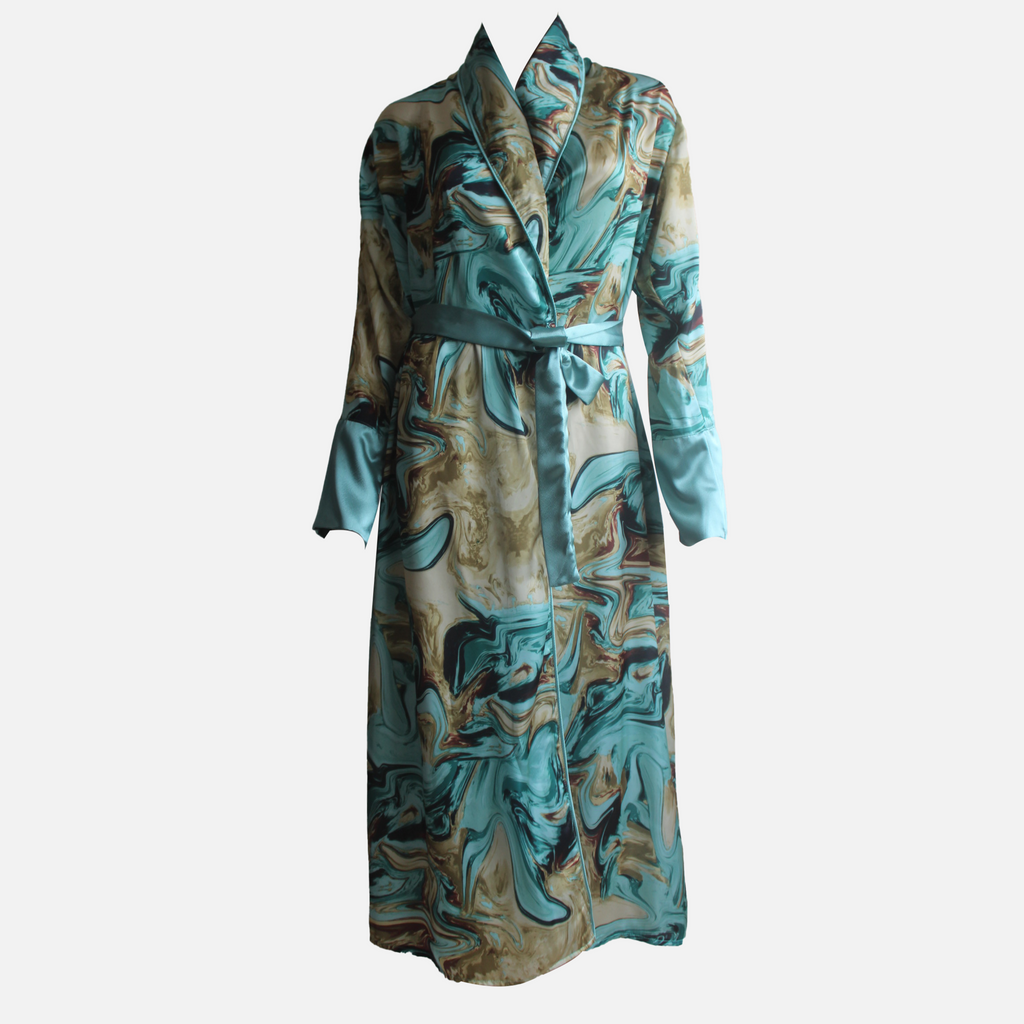 Coastal Ecliptic Green Landscape Robe-Front