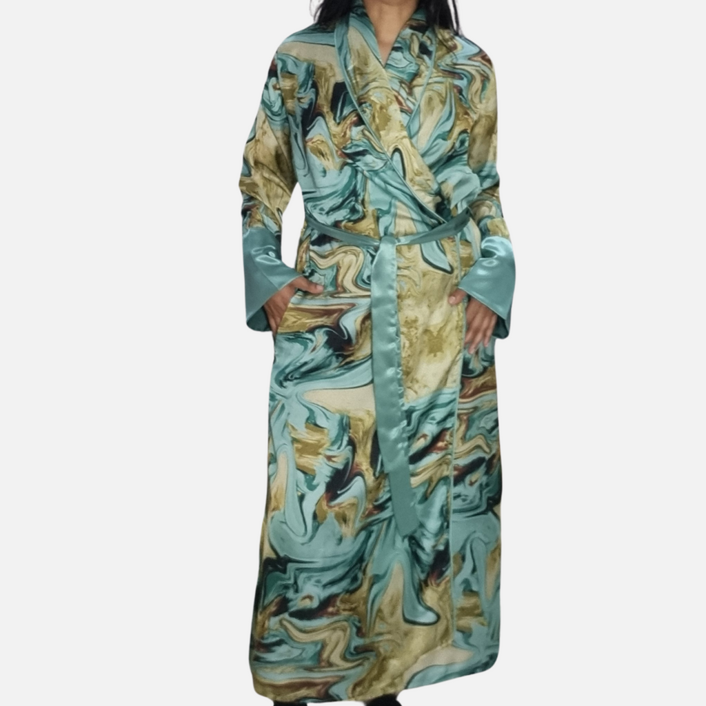 Coastal Ecliptic Green Landscape Robe-Front Model