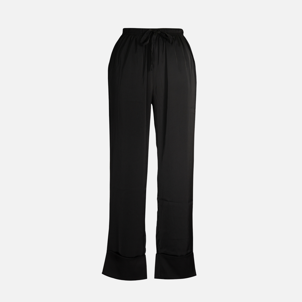 CASAVEVE JAGGER LOOSE BLACK PAJAMAS-BACK PANTS