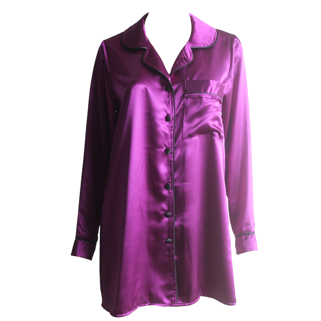 CASAVEVE POPPY VIOLET NIGHT SHIRT-FRONT