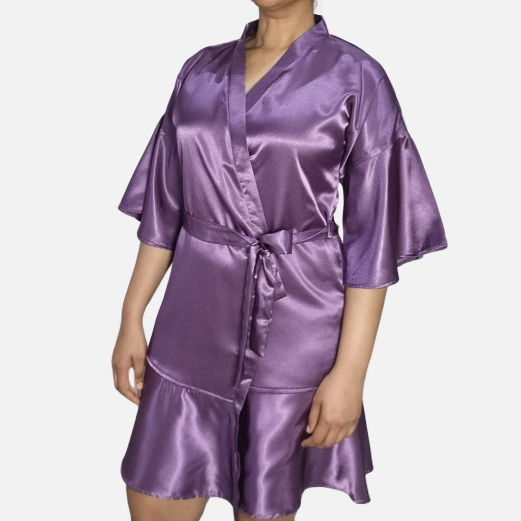 CASAVEVE PICNIC LILAC FLOW ROBE-FRONT MODEL