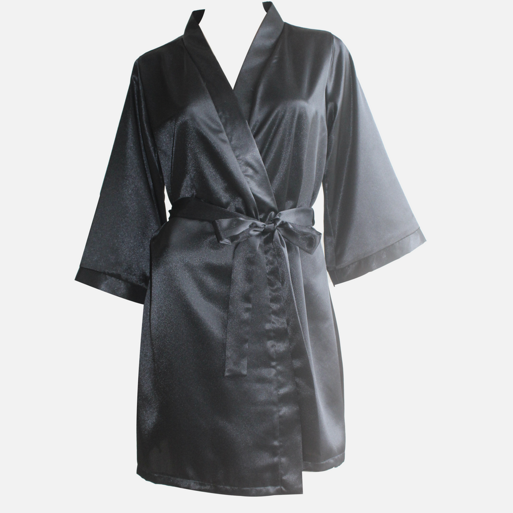 CASAVEVE MIDNIGHT TIE BLACK ROBE-FRONT